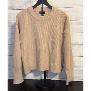 Topshop Women Cropped Sweater Size US 6 Peach Knit Pullover Sleeve Slit